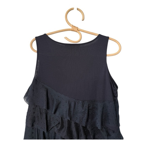 Ann Taylor Loft Swiss Dot Tier Sleeveless Ruffle Dress in Midnight Navy Size 8 - Picture 3 of 13